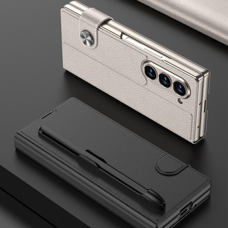 For Samsung Galaxy Z Fold7 5G GKK Integrated Flip Leather Case with Pen Slotm, Stylus Not Included(Black) - Galaxy Z Fold7 5G Cases by GKK | Online Shopping UK | buy2fix