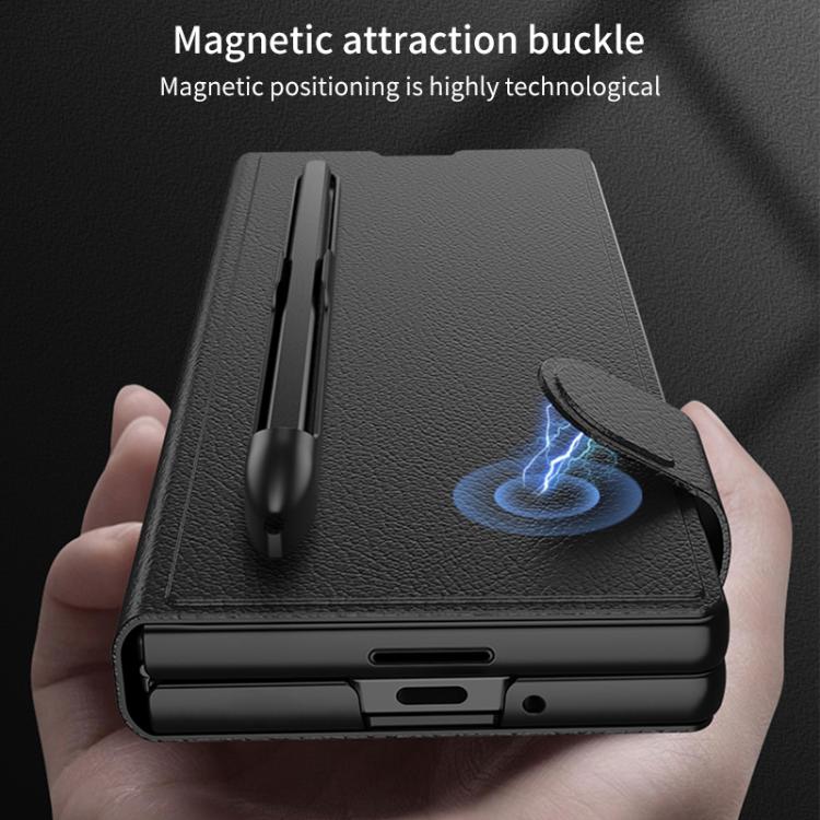 For Samsung Galaxy Z Fold7 5G GKK Integrated Flip Leather Case with Pen Slotm, Stylus Not Included(Silver) - Galaxy Z Fold7 5G Cases by GKK | Online Shopping UK | buy2fix