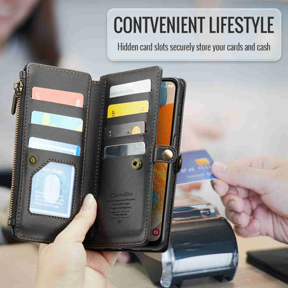 For Samsung Galaxy A23 CaseMe C36 Card Slots Zipper Wallet RFID Anti-theft Leather Phone Case(Black) - Galaxy Phone Cases by CaseMe | Online Shopping UK | buy2fix