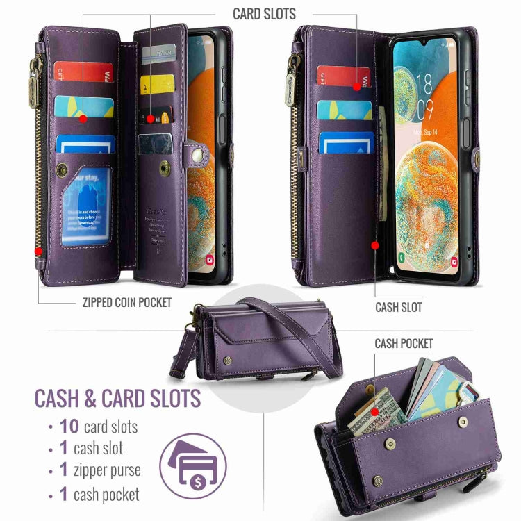 For Samsung Galaxy A23 CaseMe C36 Card Slots Zipper Wallet RFID Anti-theft Leather Phone Case(Purple) - Galaxy Phone Cases by CaseMe | Online Shopping UK | buy2fix