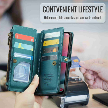 For Samsung Galaxy A24 CaseMe C36 Card Slots Zipper Wallet RFID Anti-theft Leather Phone Case(Blue-green) - Galaxy Phone Cases by CaseMe | Online Shopping UK | buy2fix