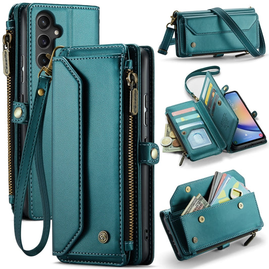 For Samsung Galaxy A34 5G CaseMe C36 Card Slots Zipper Wallet RFID Anti-theft Leather Phone Case(Blue-green) - Galaxy Phone Cases by CaseMe | Online Shopping UK | buy2fix