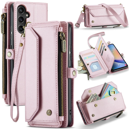 For Samsung Galaxy A34 5G CaseMe C36 Card Slots Zipper Wallet RFID Anti-theft Leather Phone Case(Pink) by CaseMe