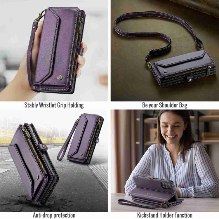 For Samsung Galaxy A51 4G CaseMe C36 Card Slots Zipper Wallet RFID Anti-theft Leather Phone Case(Purple) - Galaxy Phone Cases by CaseMe | Online Shopping UK | buy2fix