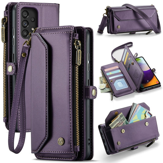 For Samsung Galaxy A52 / A52s 5G CaseMe C36 Card Slots Zipper Wallet RFID Anti-theft Leather Phone Case(Purple) by CaseMe