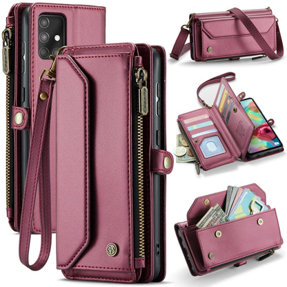 For Samsung Galaxy A71 4G CaseMe C36 Card Slots Zipper Wallet RFID Anti-theft Leather Phone Case(Wine Red) - Galaxy Phone Cases by CaseMe | Online Shopping UK | buy2fix