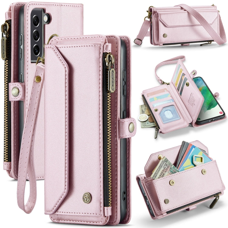 For Samsung Galaxy S21 FE 5G CaseMe C36 Card Slots Zipper Wallet RFID Anti-theft Leather Phone Case(Pink) - Galaxy Phone Cases by CaseMe | Online Shopping UK | buy2fix