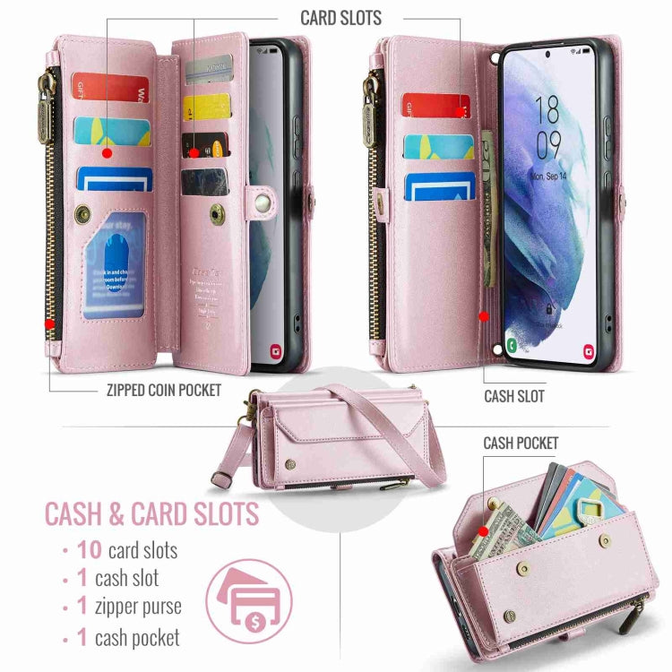 For Samsung Galaxy S21+ 5G CaseMe C36 Card Slots Zipper Wallet RFID Anti-theft Leather Phone Case(Pink) - Galaxy S21+ 5G Cases by CaseMe | Online Shopping UK | buy2fix