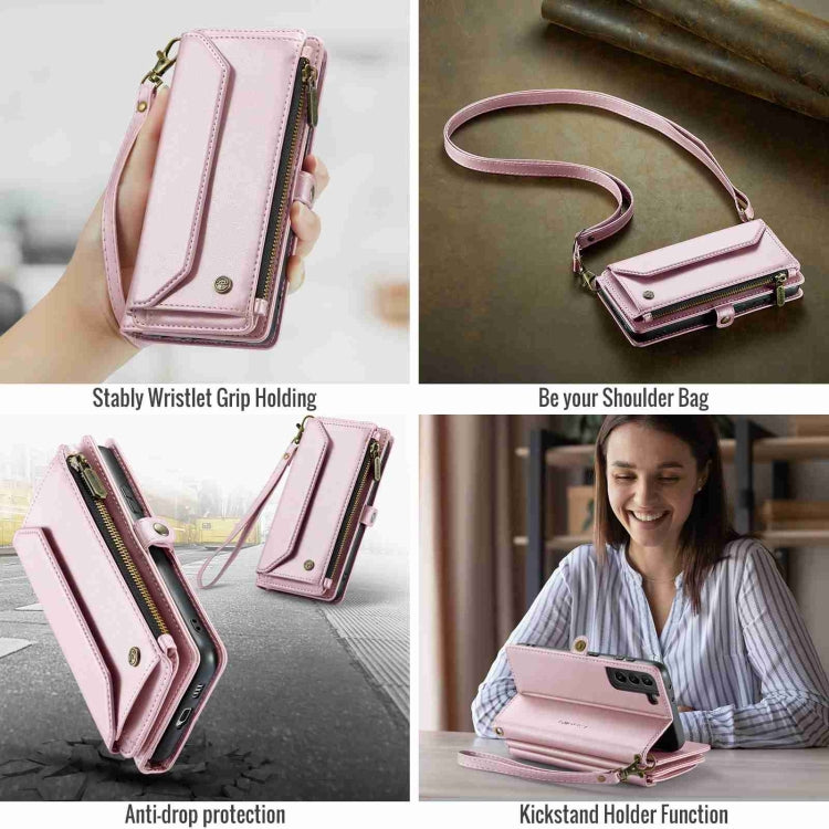 For Samsung Galaxy S21+ 5G CaseMe C36 Card Slots Zipper Wallet RFID Anti-theft Leather Phone Case(Pink) - Galaxy S21+ 5G Cases by CaseMe | Online Shopping UK | buy2fix