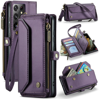 For Samsung Galaxy S21 Ultra 5G CaseMe C36 Card Slots Zipper Wallet RFID Anti-theft Leather Phone Case(Purple) - Galaxy S21 Ultra 5G Cases by CaseMe | Online Shopping UK | buy2fix