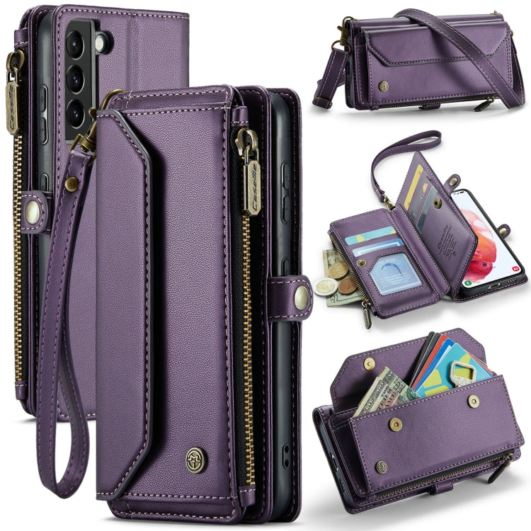 For Samsung Galaxy S21 5G CaseMe C36 Card Slots Zipper Wallet RFID Anti-theft Leather Phone Case(Purple) - Galaxy S21 5G Cases by CaseMe | Online Shopping UK | buy2fix