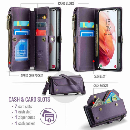 For Samsung Galaxy S21 5G CaseMe C36 Card Slots Zipper Wallet RFID Anti-theft Leather Phone Case(Purple) - Galaxy S21 5G Cases by CaseMe | Online Shopping UK | buy2fix