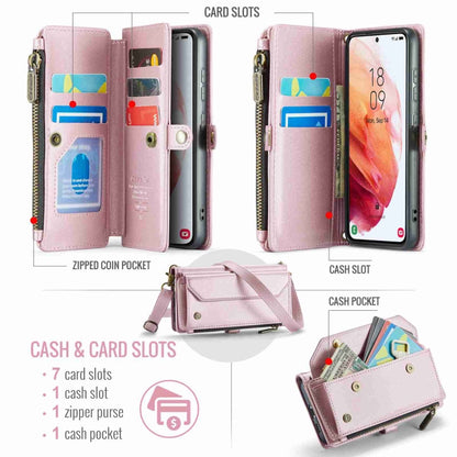 For Samsung Galaxy S21 5G CaseMe C36 Card Slots Zipper Wallet RFID Anti-theft Leather Phone Case(Pink) - Galaxy S21 5G Cases by CaseMe | Online Shopping UK | buy2fix