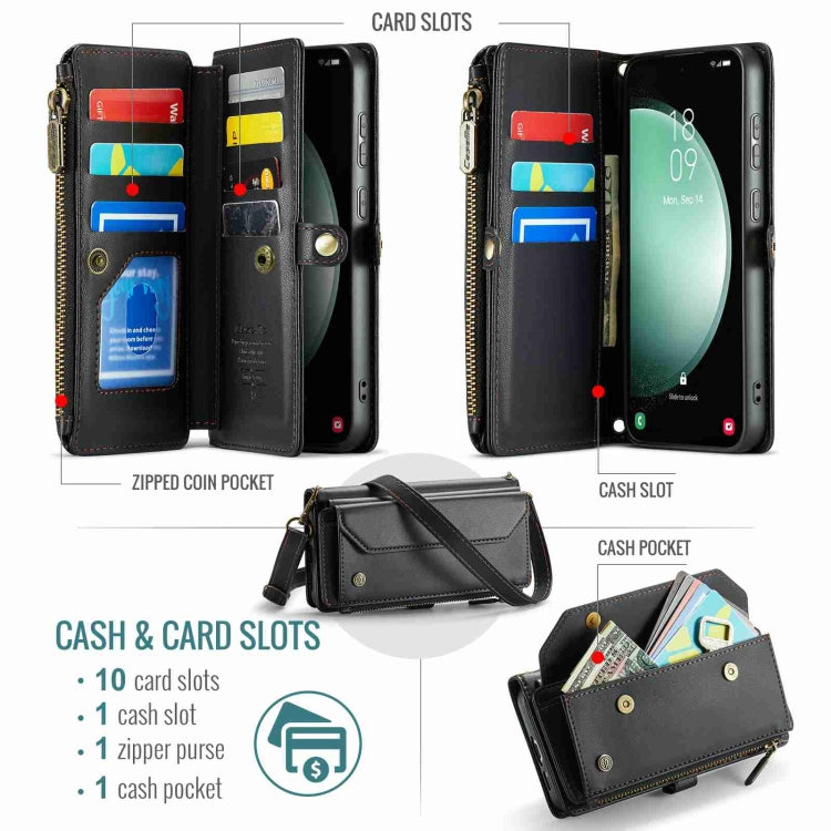 For Samsung Galaxy S23 FE 5G CaseMe C36 Card Slots Zipper Wallet RFID Anti-theft Leather Phone Case(Black) - Galaxy S23 FE 5G Cases by CaseMe | Online Shopping UK | buy2fix