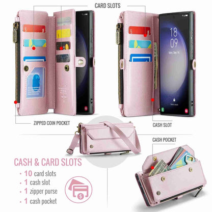 For Samsung Galaxy S23 Ultra 5G CaseMe C36 Card Slots Zipper Wallet RFID Anti-theft Leather Phone Case(Pink) - Galaxy S23 Ultra 5G Cases by CaseMe | Online Shopping UK | buy2fix