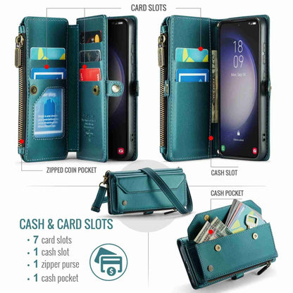 For Samsung Galaxy S23 5G CaseMe C36 Card Slots Zipper Wallet RFID Anti-theft Leather Phone Case(Blue-green) - Galaxy S23 5G Cases by CaseMe | Online Shopping UK | buy2fix