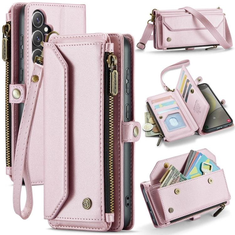 For Samsung Galaxy S24 5G CaseMe C36 Card Slots Zipper Wallet RFID Anti-theft Leather Phone Case(Pink) - Galaxy S24 5G Cases by CaseMe | Online Shopping UK | buy2fix