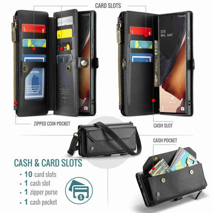 For Samsung Galaxy Note20 Ultra CaseMe C36 Card Slots Zipper Wallet RFID Anti-theft Leather Phone Case(Black) - Galaxy Note20 Ultra Cases by CaseMe | Online Shopping UK | buy2fix