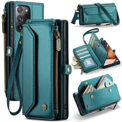 For Samsung Galaxy Note20 Ultra CaseMe C36 Card Slots Zipper Wallet RFID Anti-theft Leather Phone Case(Blue-green) - Galaxy Note20 Ultra Cases by CaseMe | Online Shopping UK | buy2fix