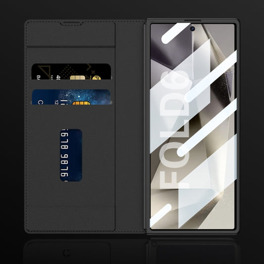 For Samsung Galaxy Z Fold6 GKK Integrated Armor Flip Leather Case with Pen Slot, Stylus Not Included(Black) by GKK