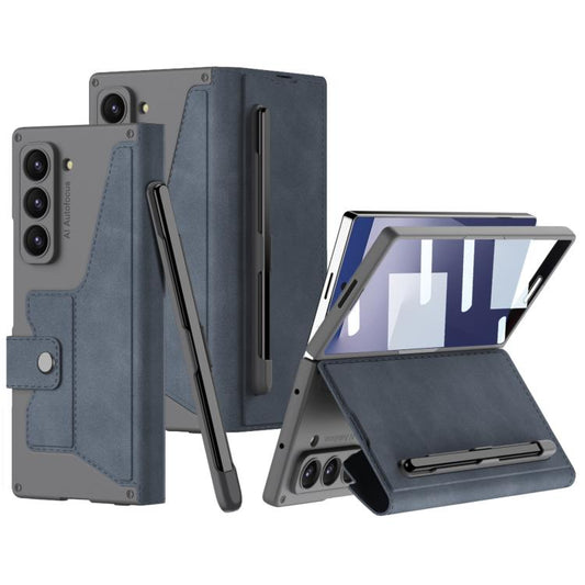 For Samsung Galaxy Z Fold7 5G GKK Integrated Armor Flip Leather Case with Pen Slot, Stylus Not Included(Grey) - Galaxy Z Fold7 5G Cases by GKK | Online Shopping UK | buy2fix