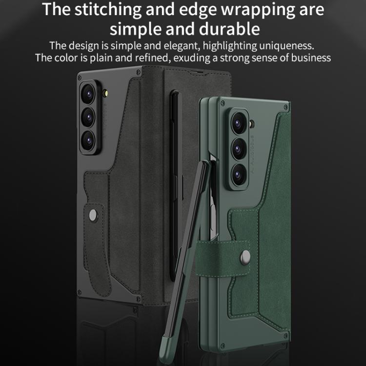 For Samsung Galaxy Z Fold7 5G GKK Integrated Armor Flip Leather Case with Pen Slot, Stylus Not Included(Grey) - Galaxy Z Fold7 5G Cases by GKK | Online Shopping UK | buy2fix