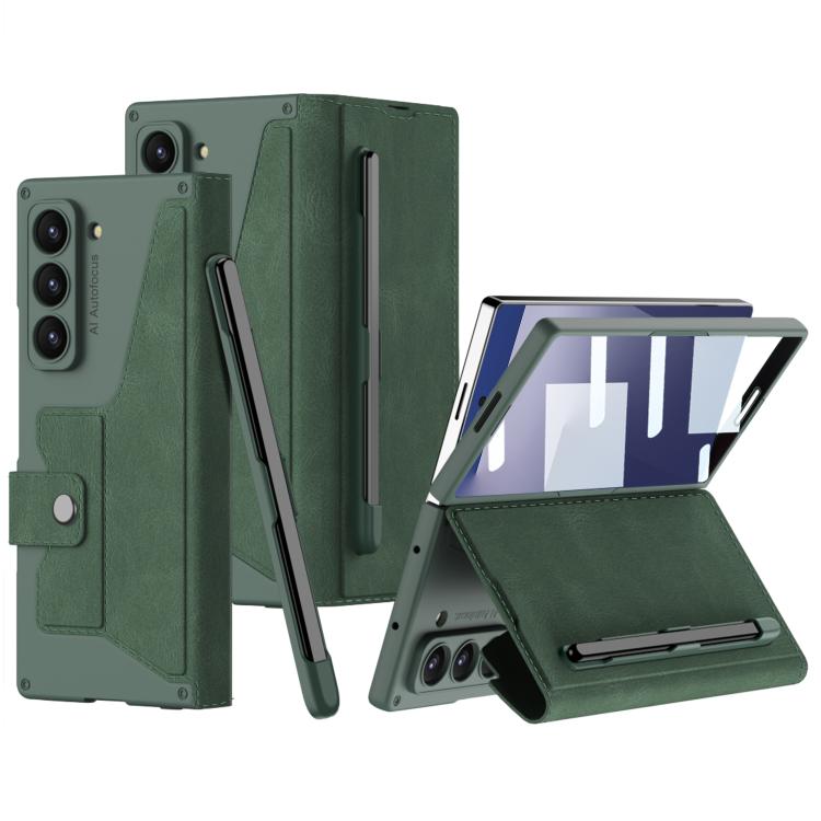For Samsung Galaxy Z Fold7 5G GKK Integrated Armor Flip Leather Case with Pen Slot, Stylus Not Included(Green) - Galaxy Z Fold7 5G Cases by GKK | Online Shopping UK | buy2fix
