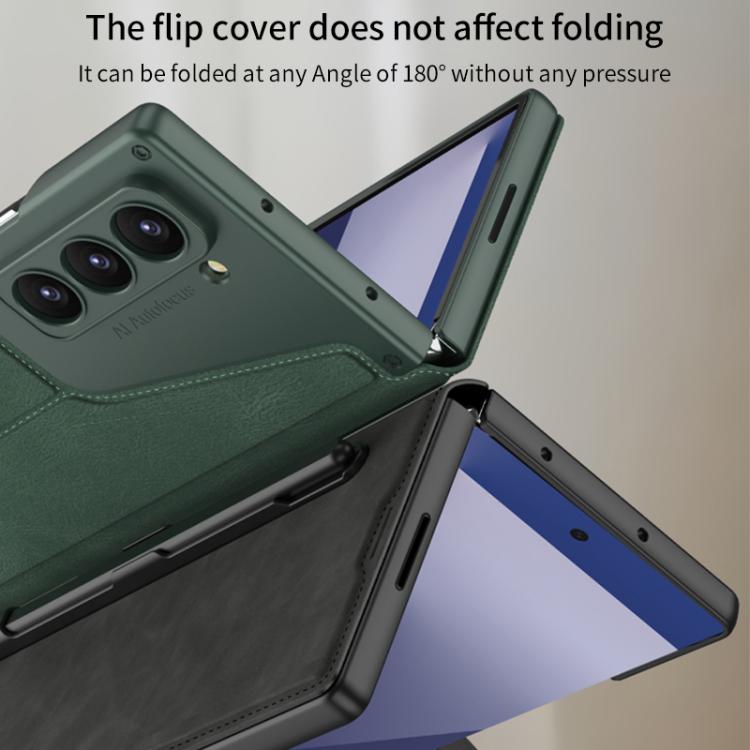 For Samsung Galaxy Z Fold7 5G GKK Integrated Armor Flip Leather Case with Pen Slot, Stylus Not Included(Green) - Galaxy Z Fold7 5G Cases by GKK | Online Shopping UK | buy2fix