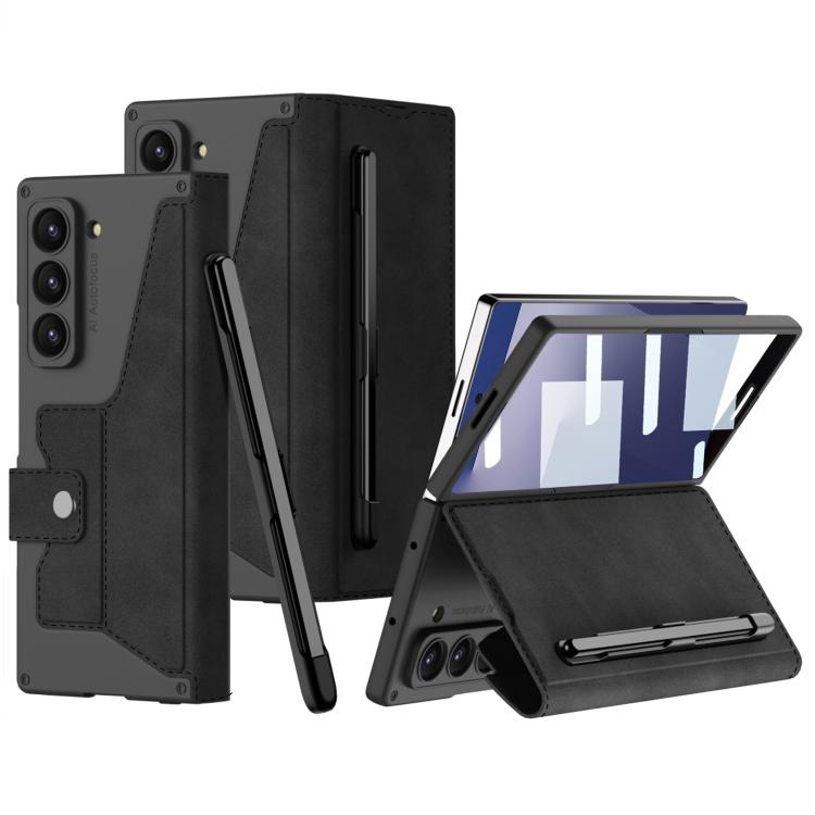 For Samsung Galaxy Z Fold7 5G GKK Integrated Armor Flip Leather Case with Pen Slot, Stylus Not Included(Black) - Galaxy Z Fold7 5G Cases by GKK | Online Shopping UK | buy2fix