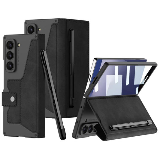 For Samsung Galaxy Z Fold7 5G GKK Integrated Armor Flip Leather Case with Pen Slot, Stylus Not Included(Black) - Galaxy Z Fold7 5G Cases by GKK | Online Shopping UK | buy2fix