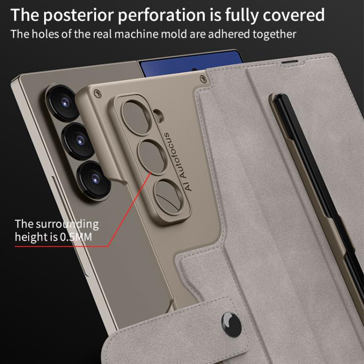 For Samsung Galaxy Z Fold7 5G GKK Integrated Armor Flip Leather Case with Pen Slot, Stylus Not Included(Litchi Texture) - Galaxy Z Fold7 5G Cases by GKK | Online Shopping UK | buy2fix