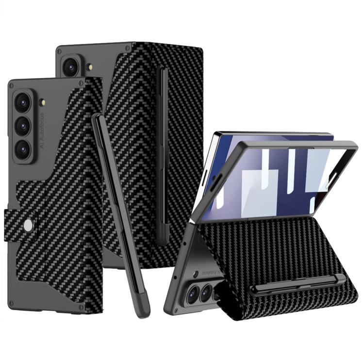 For Samsung Galaxy Z Fold7 5G GKK Integrated Armor Flip Leather Case with Pen Slot, Stylus Not Included(Carbon Fiber Texture) - Galaxy Z Fold7 5G Cases by GKK | Online Shopping UK | buy2fix