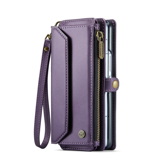 For Samsung Galaxy Z Fold6 5G CaseMe C36 Card Slots Zipper Wallet RFID Anti-theft Leather Phone Case(Purple) by CaseMe