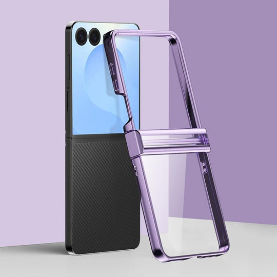 For Galaxy Z Flip8 5G Three Parts 6D Electroplating PC Shockproof Phone Case(Purple)