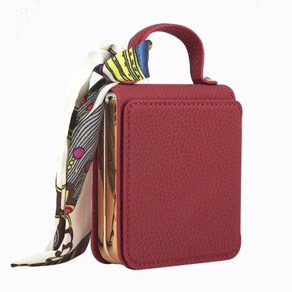 For Samsung Galaxy Z Flip6 Litchi Pattern Makeup Mirror PU Phone Case with Silk Scarf(Red) - Galaxy Z Flip6 5G Cases by buy2fix | Online Shopping UK | buy2fix