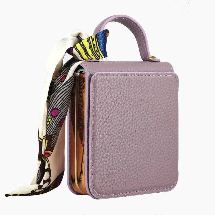 For Samsung Galaxy Z Flip6 Litchi Pattern Makeup Mirror PU Phone Case with Silk Scarf(Purple) - Galaxy Z Flip6 5G Cases by buy2fix | Online Shopping UK | buy2fix