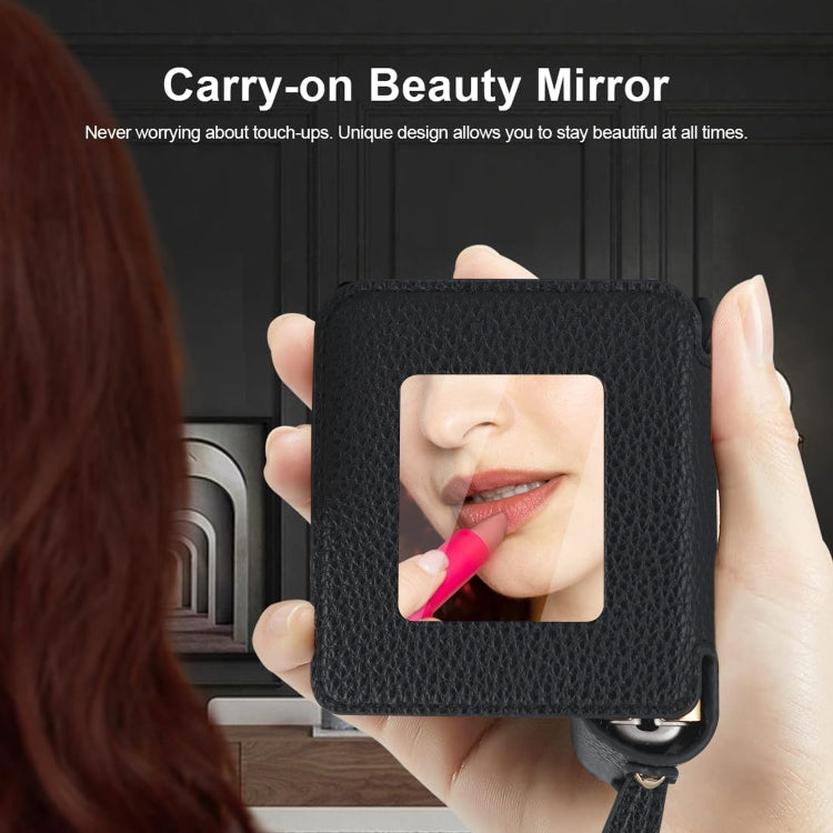 For Samsung Galaxy Z Flip6 Litchi Pattern Makeup Mirror PU Phone Case with Silk Scarf(Red) - Galaxy Z Flip6 5G Cases by buy2fix | Online Shopping UK | buy2fix