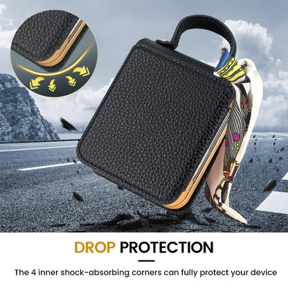 For Samsung Galaxy Z Flip6 Litchi Pattern Makeup Mirror PU Phone Case with Silk Scarf(Purple) - Galaxy Z Flip6 5G Cases by buy2fix | Online Shopping UK | buy2fix