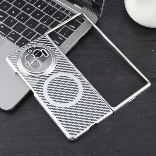 For vivo X Fold3 6D Plated Carbon Fiber Clear Magsafe PC Phone Case(Starlight Silver) by buy2fix