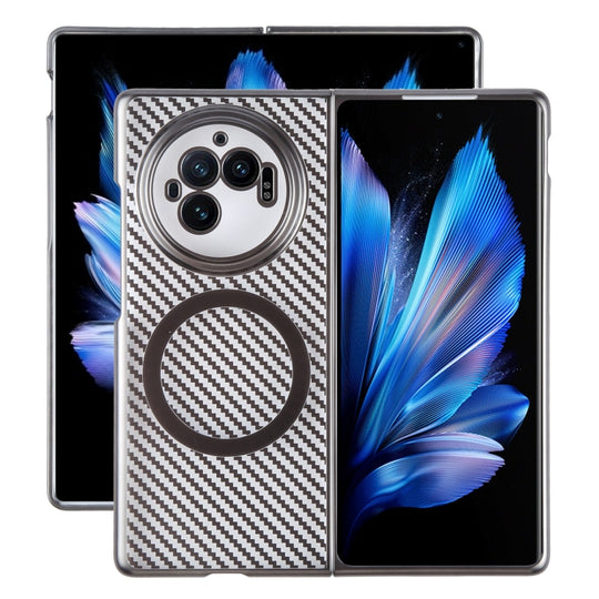 For vivo X Fold3 6D Plated Carbon Fiber Clear Magsafe PC Phone Case(Titanium Grey)
