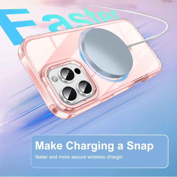 For iPhone 16 Pro Colorful MagSafe Magnetic PC Hybrid TPU Phone Case(Pink) - iPhone 16 Pro Cases by buy2fix | Online Shopping UK | buy2fix