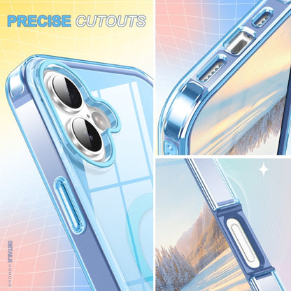 For iPhone 16 Plus Colorful MagSafe Magnetic PC Hybrid TPU Phone Case(Blue) - iPhone 16 Plus Cases by buy2fix | Online Shopping UK | buy2fix