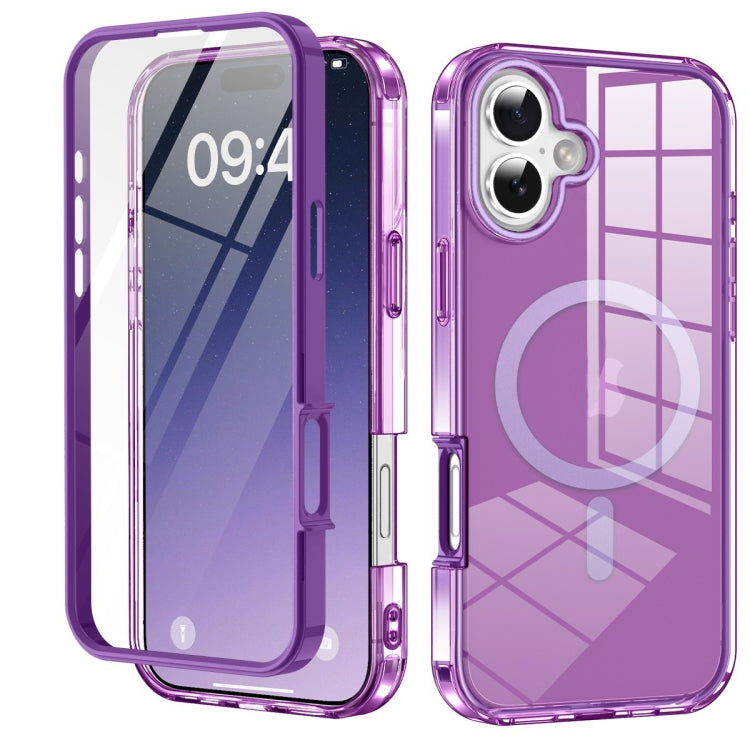 For iPhone 16 Plus Colorful MagSafe Magnetic PC Hybrid TPU Phone Case(Dark Purple) - iPhone 16 Plus Cases by buy2fix | Online Shopping UK | buy2fix