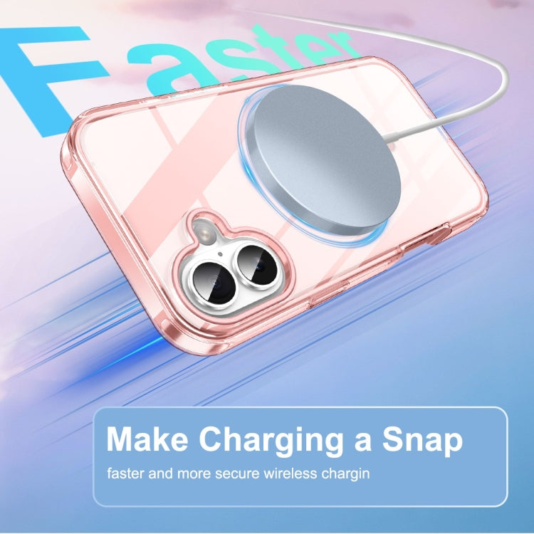 For iPhone 16 Colorful MagSafe Magnetic PC Hybrid TPU Phone Case(Pink) by buy2fix