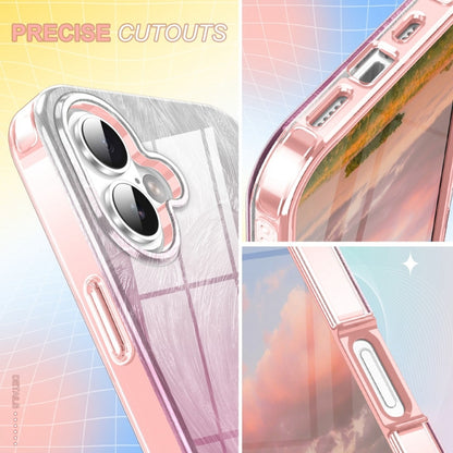 For iPhone 16 IMD Gradient Feather PC Hybrid TPU Phone Case(Light Pink) - iPhone 16 Cases by buy2fix | Online Shopping UK | buy2fix