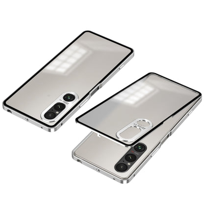 For Sony Xperia 1 V Snap Buckle Metal Frame Frosted Phone Case(Silver) - Sony Cases by buy2fix | Online Shopping UK | buy2fix