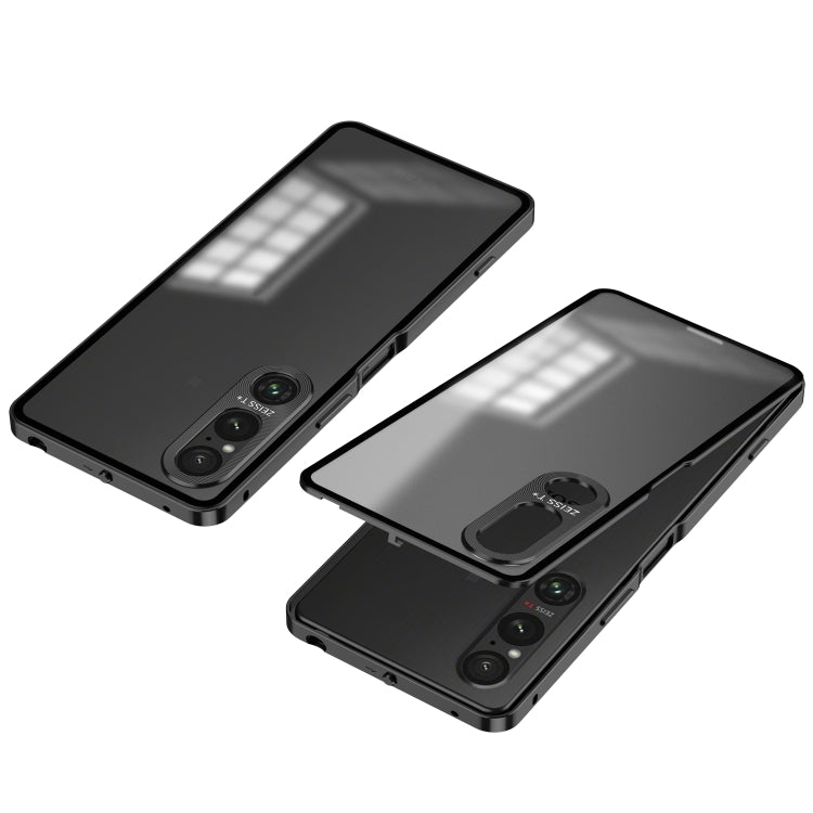 For Sony Xperia 1 V Snap Buckle Metal Frame Frosted Phone Case(Black) - Sony Cases by buy2fix | Online Shopping UK | buy2fix