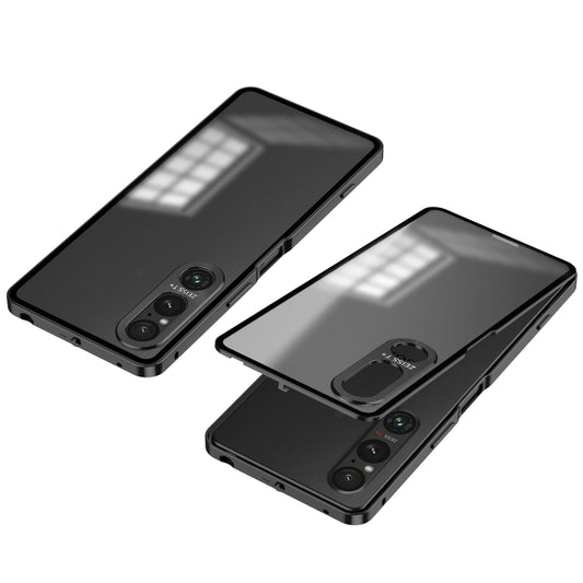For Sony Xperia 1 V Snap Buckle Metal Frame Frosted Phone Case(Black) - Sony Cases by buy2fix | Online Shopping UK | buy2fix