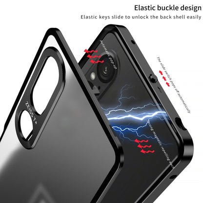 For Sony Xperia 1 V Snap Buckle Metal Frame Frosted Phone Case(Silver) - Sony Cases by buy2fix | Online Shopping UK | buy2fix