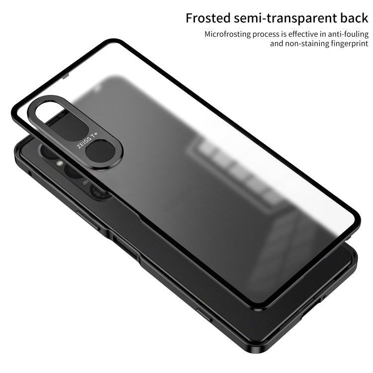 For Sony Xperia 1 V Snap Buckle Metal Frame Frosted Phone Case(Black) - Sony Cases by buy2fix | Online Shopping UK | buy2fix